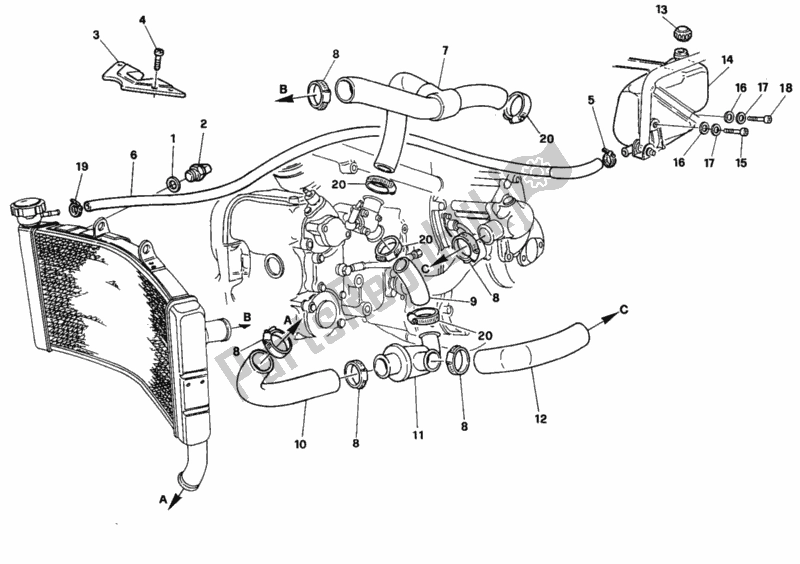 Alle onderdelen voor de Koelcircuit van de Ducati Superbike 888 US 1995